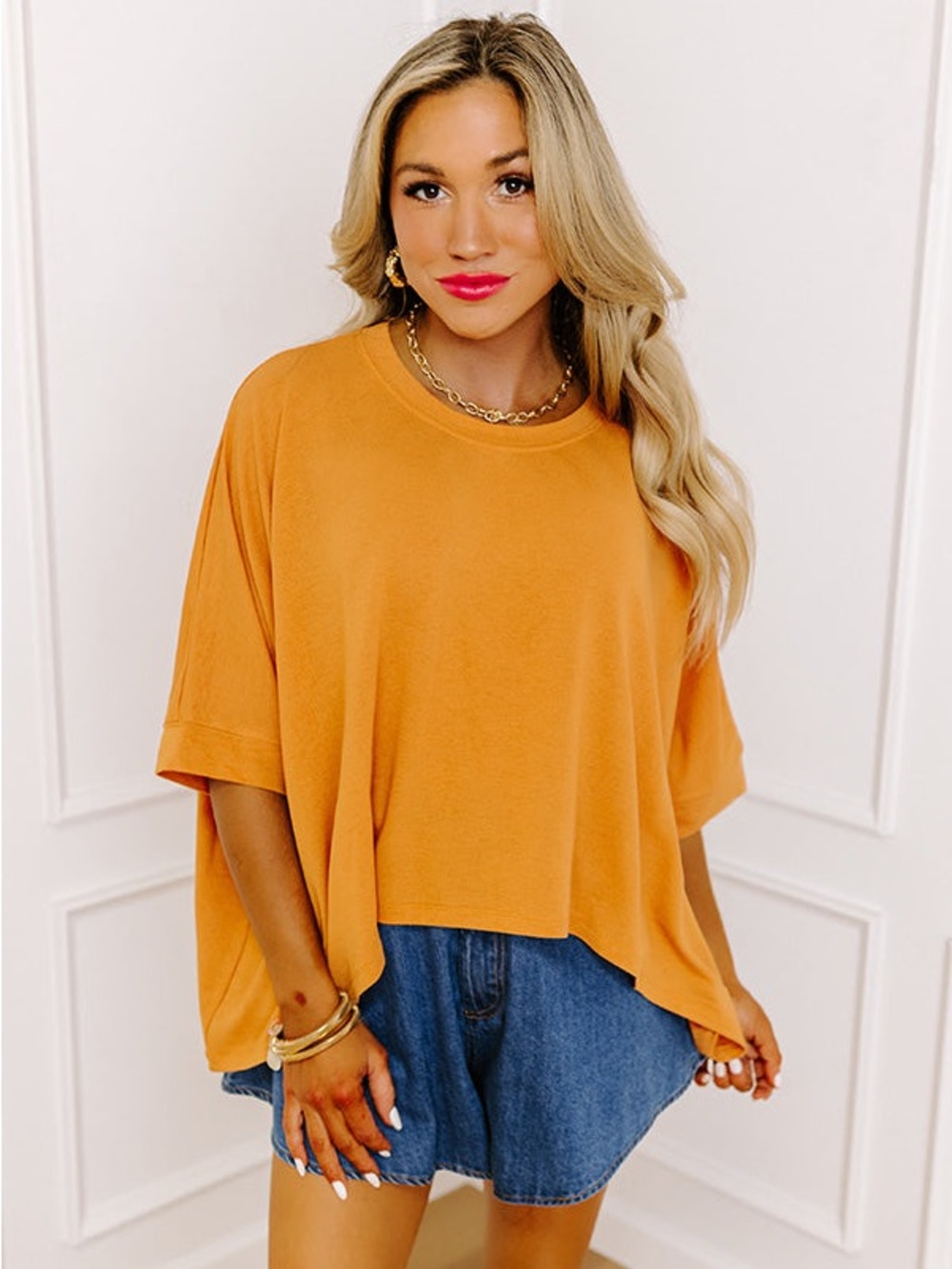 NWT Impressions Rust Oversized Batwing Top Size Large